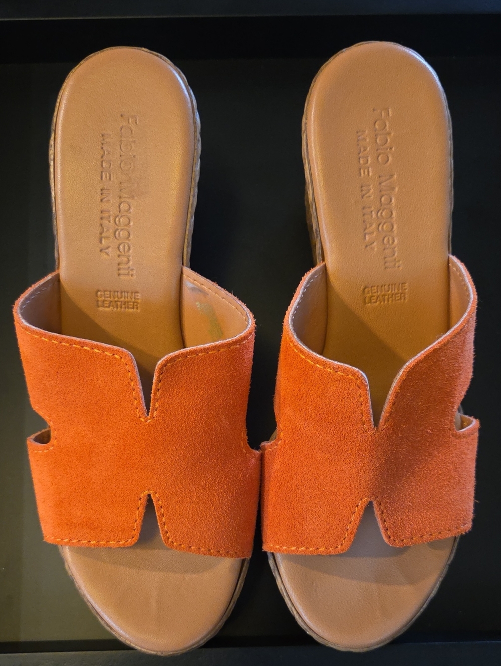 Mariella Orange Suede Slide Sandals